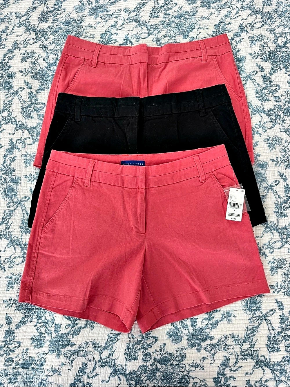 3 pairs Simply Styled High Waist Shorts in Pink & Black Size 6 NWT